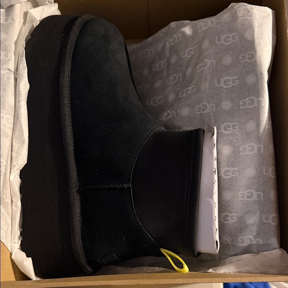 UGG Black Suede Platform Chelsea Boot